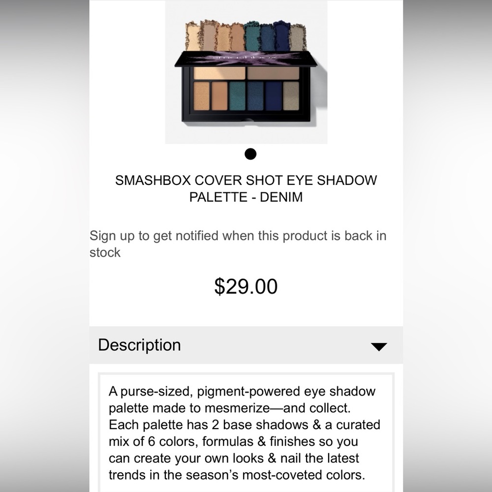 Smashbox cover shot denim eye shadow palette